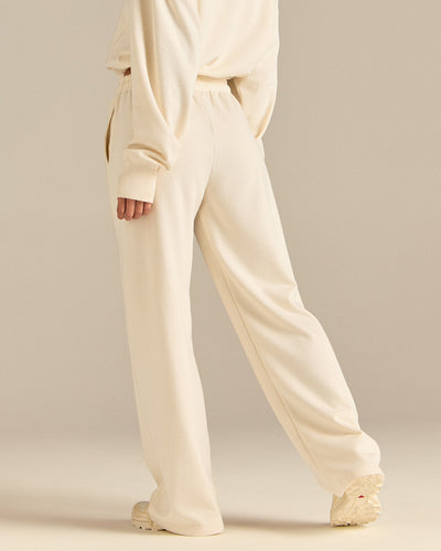 Comfort Lightweight Straight Leg Mid Waist Joggers | Coconut White