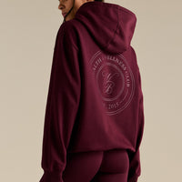 Comfort Oversized Health Club Graphic Hoodie | Merlot