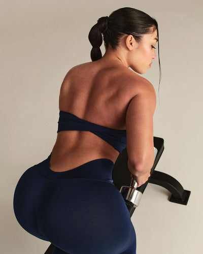 Essential Twist Back Bandeau Bra | Sapphire Blue