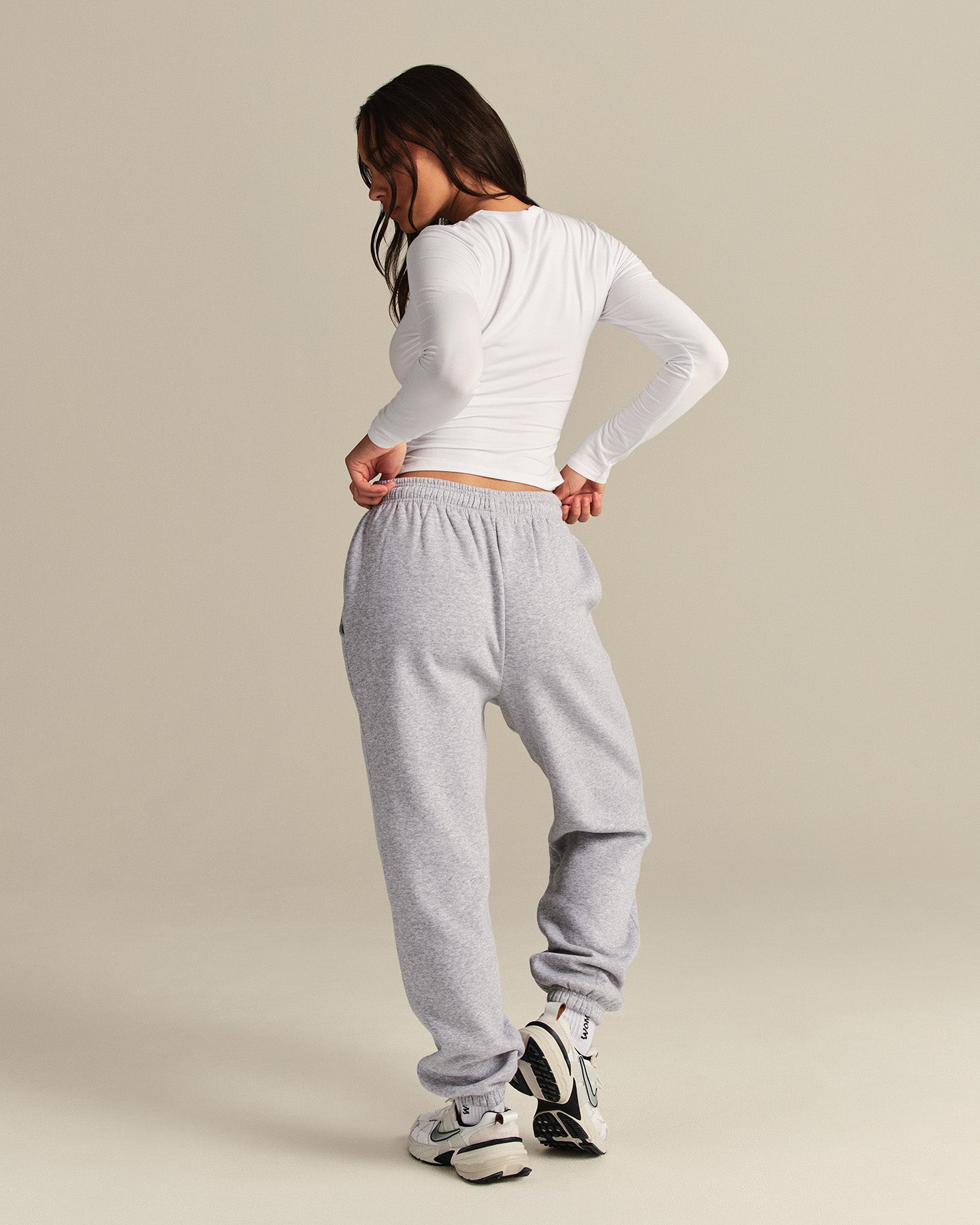 Smooth Contour Midi Crew Neck Long Sleeve T-Shirt | White