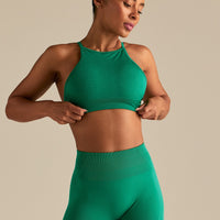Define 2.0 Seamless High Neck Backless Bra | Amazonia Green