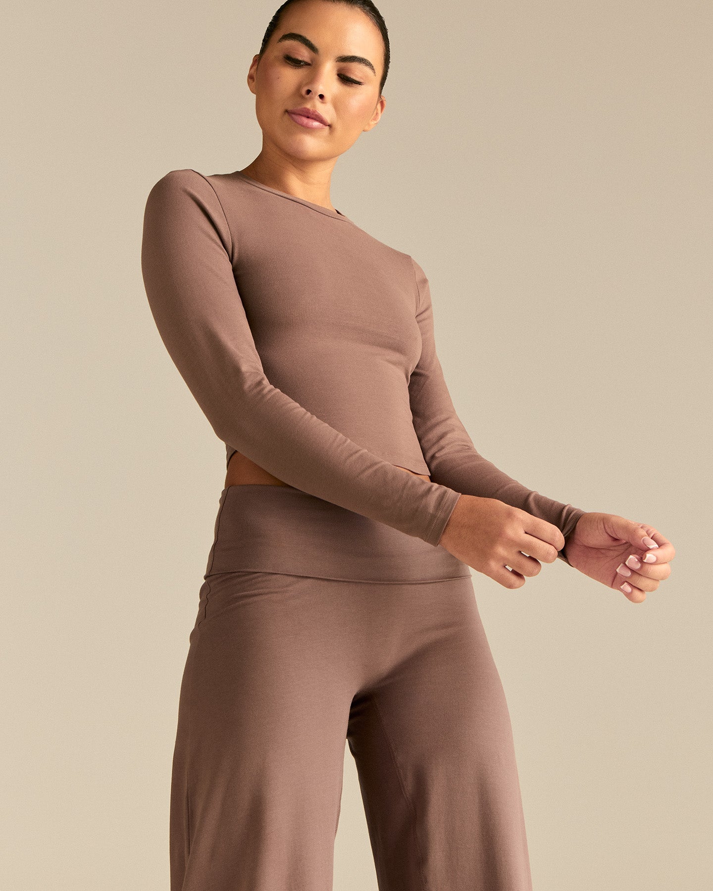 Cotton Contour Long Sleeve T-Shirt | Mocha
