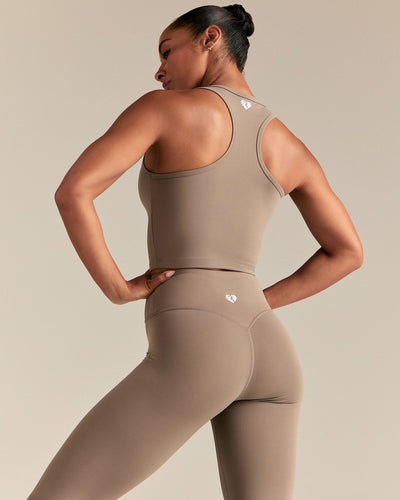 Essential Crop Tank Top | Taupe Grey