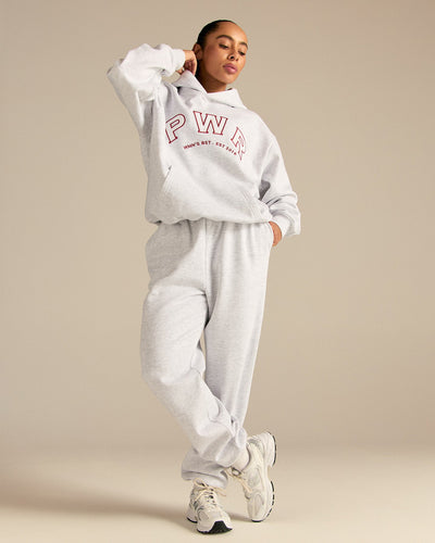 Comfort Oversized PWR Hoodie | Light Grey Marl