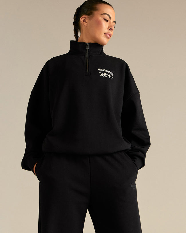 Comfort Outdoor 1/4 Zip Graphic Sweat | Black