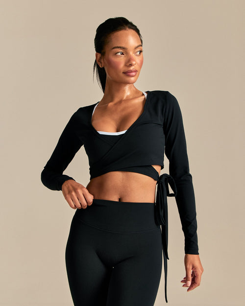 FormFlex Long Sleeve Wrap Top | Black