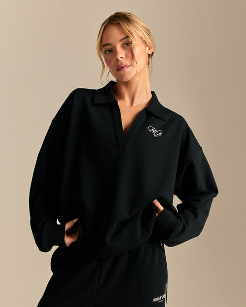 Comfort Lightweight Henley Sweat | Black