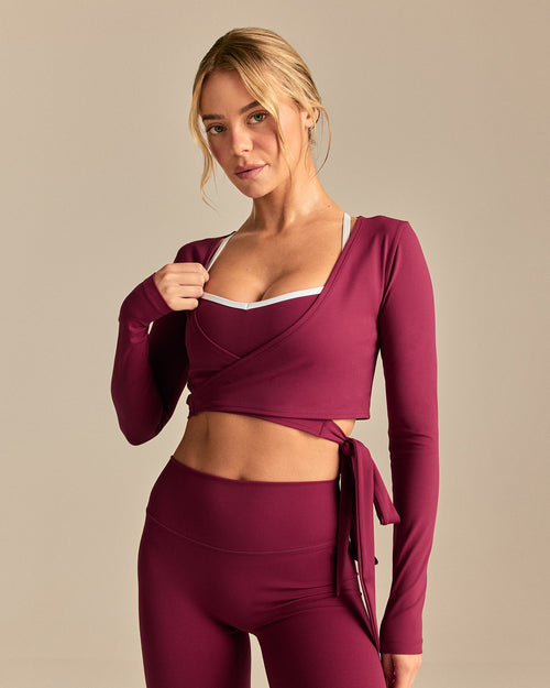 FormFlex Long Sleeve Wrap Top | Deep Berry