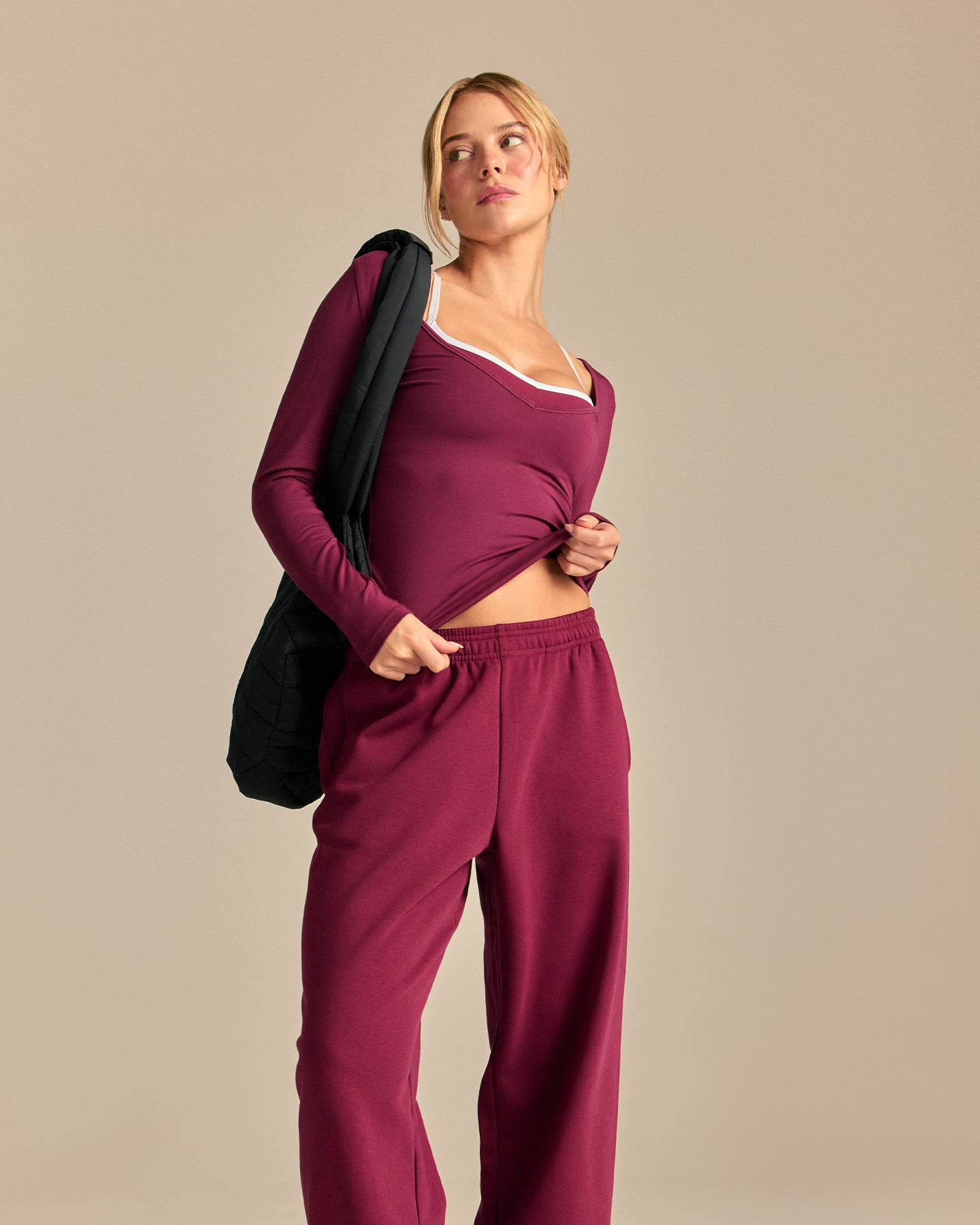 Smooth Contour Long Sleeve Reversible T-Shirt | Deep Berry (6/6)