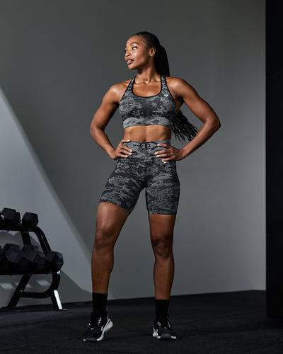 Camo Seamless Sports Bra Black Women's Best