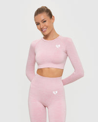 RKM MOTION LONG SLEEVE CROP TOP & LEGGINGS SET (HOT BABY PINK