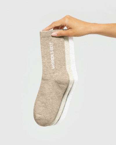 Crew Socks (3PK) | Off White/Buff/White