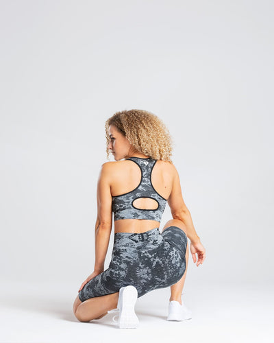 Grey camo biker shorts top