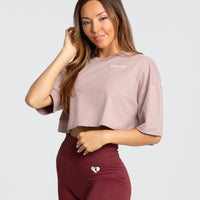 Comfort Oversized Cropped Short Sleeve T-Shirt | Taupe