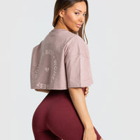 Comfort Oversized Cropped Short Sleeve T-Shirt | Taupe