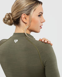 Define Seamless Crop Zip Jacket | Khaki