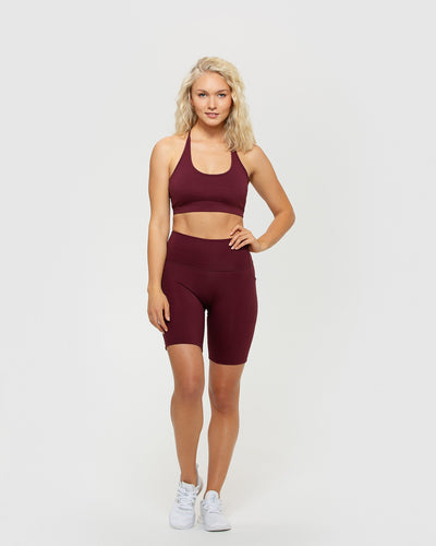 Essential Cycling Shorts with Pockets Dark Cherry