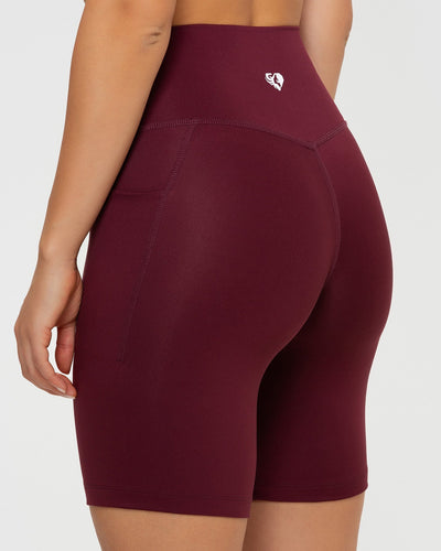 Essential Cycling Shorts with Pockets Dark Cherry