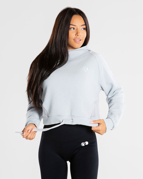 True Mesh Cropped Hoodie Grey Women s Best