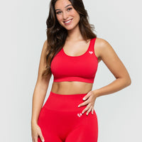 Power Seamless Sports Bra | Red