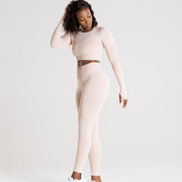 Power Seamless Long Sleeve Crop Top | Nude