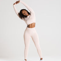 Power Seamless Long Sleeve Crop Top | Nude