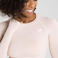 Power Seamless Long Sleeve Crop Top | Nude