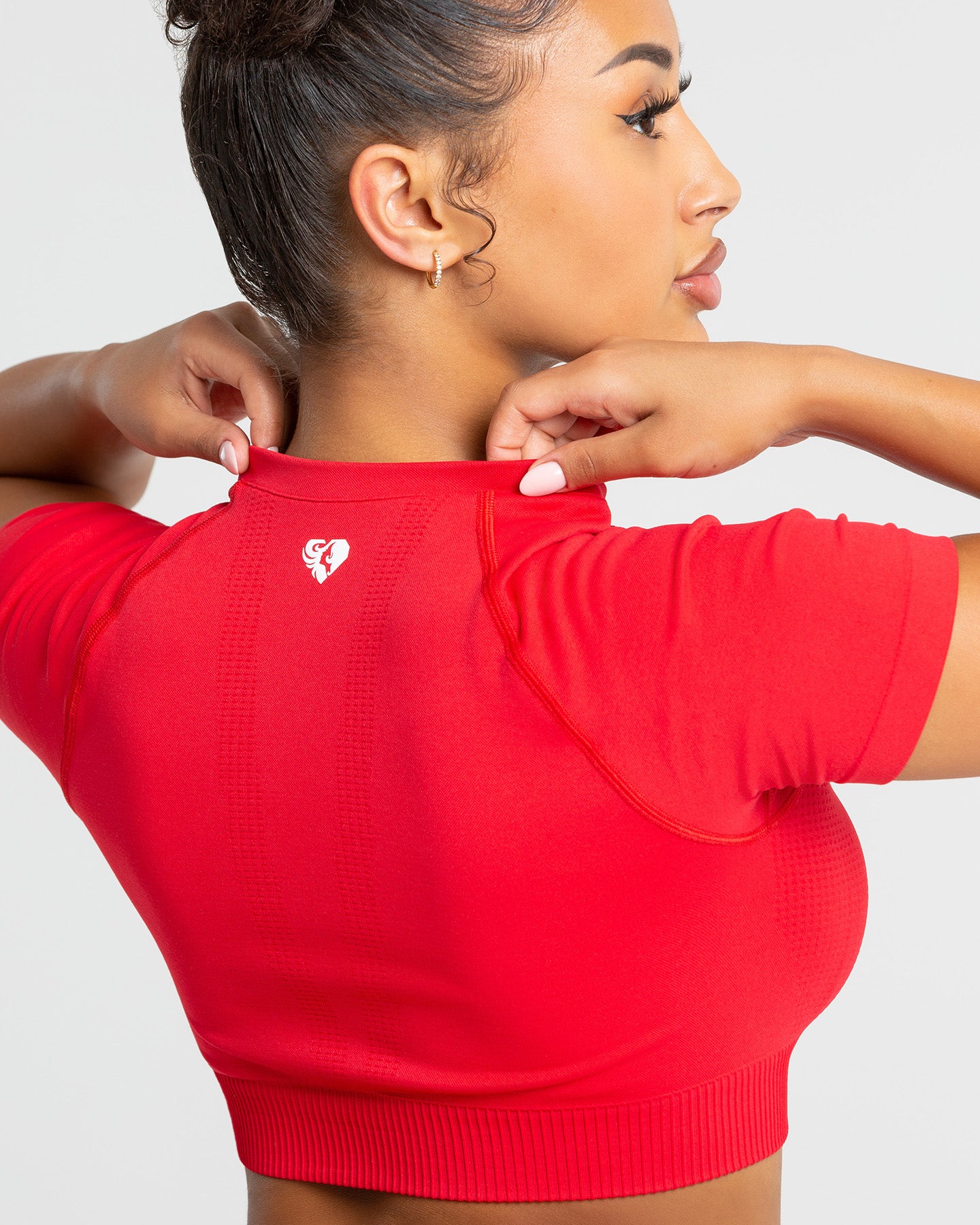 Power Seamless Short Sleeve Crop Top | Red